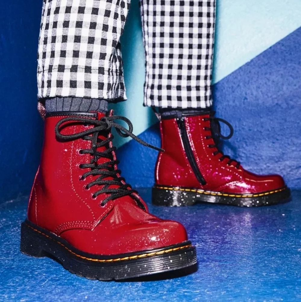 Dr. Martens 1460 Red Cosmic Glitter Boots - Picture 1 of 16
